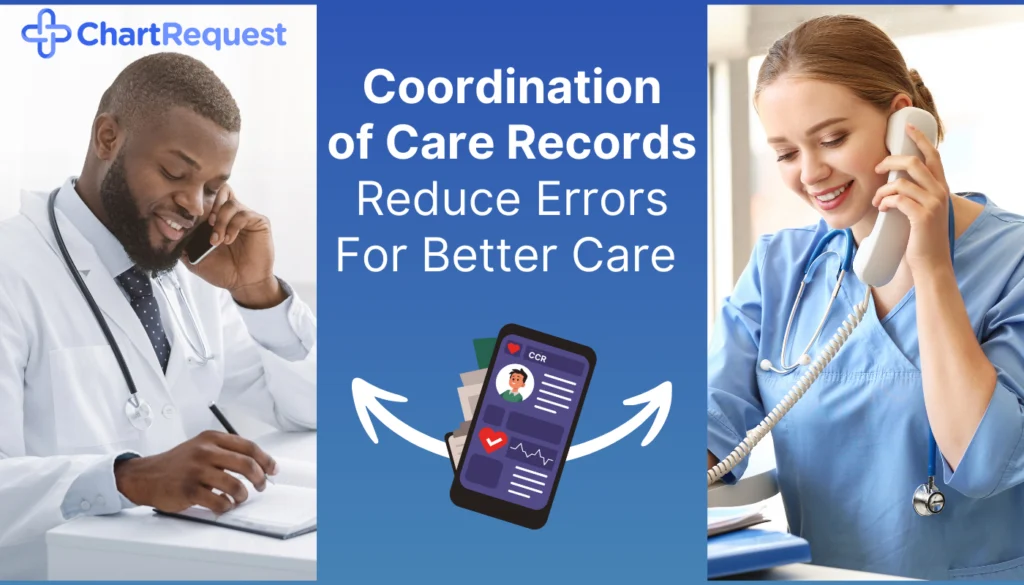 Doctors communicating because Coordination of Care Records reduce errors and support better care.